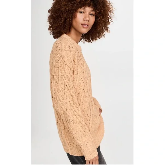 | free people • isla camel cable tunic sweater size • medium | - Picture 6 of 16